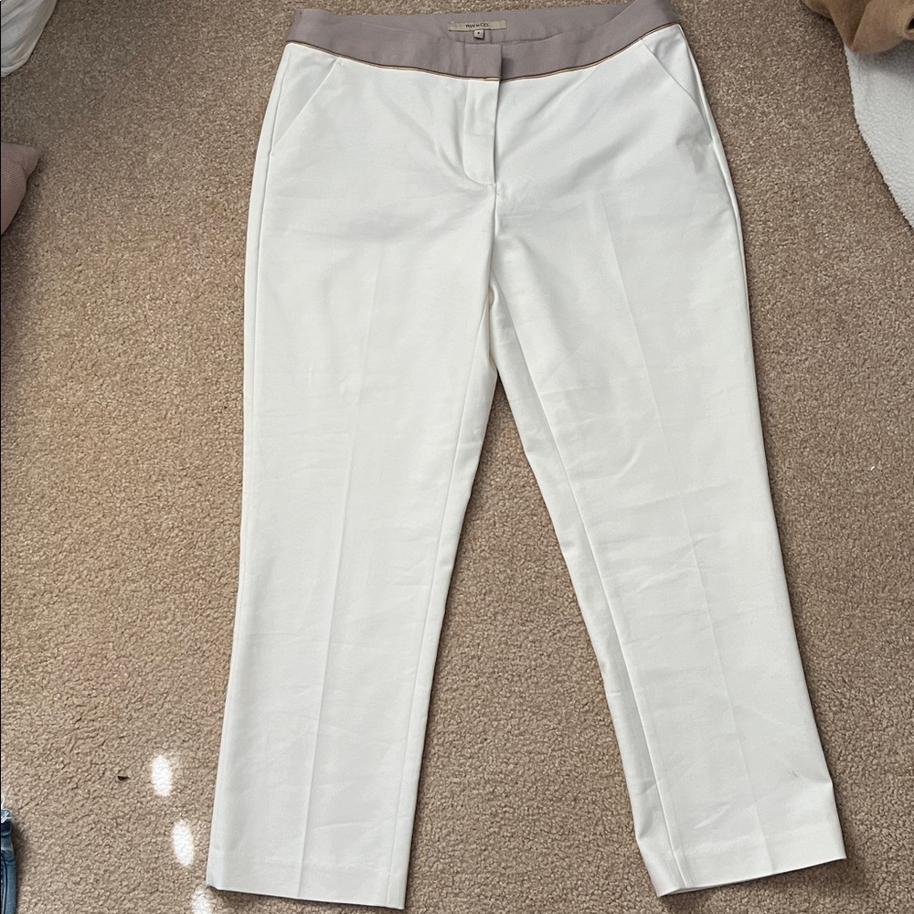 RW&CO. White and Gold Trim  capris/ cigarette Pants
